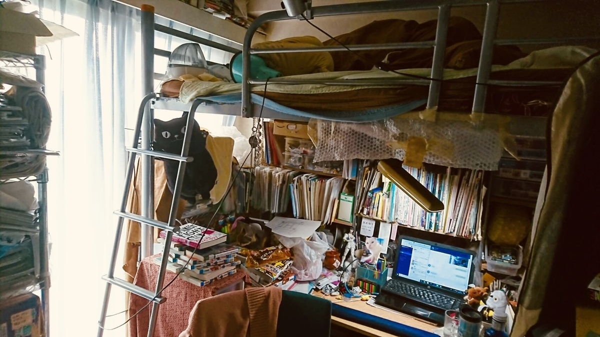 私のロフトベッドです